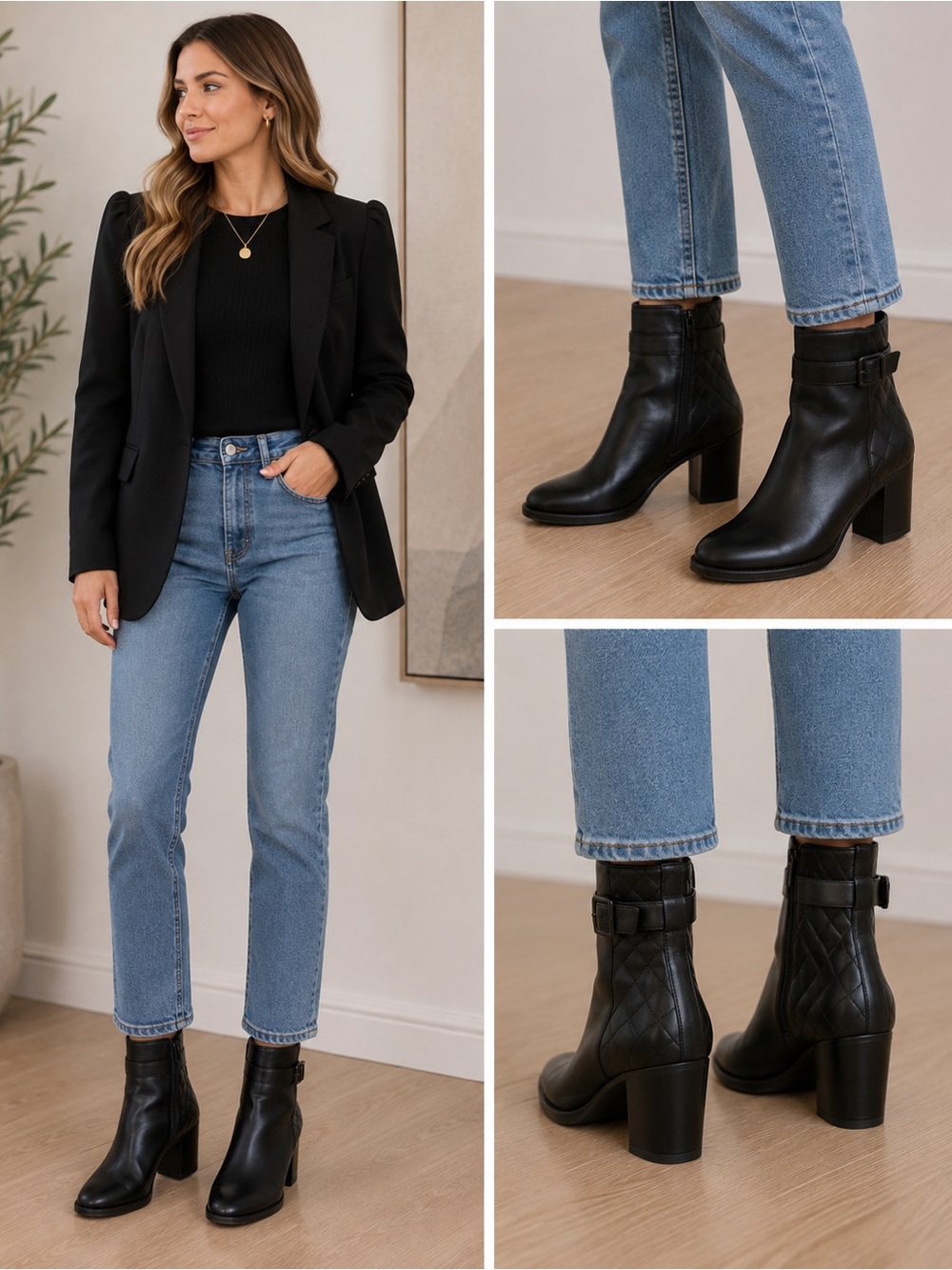 Aquatalia Black Leather Heeled Ankle Boots